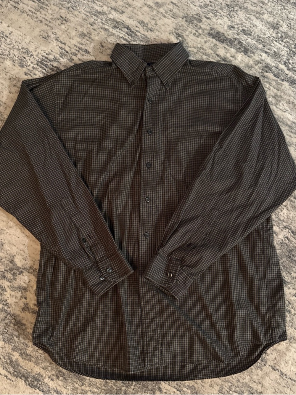 Brooks Brothers Black and Tan Small Check Button-Up Shirt size Large